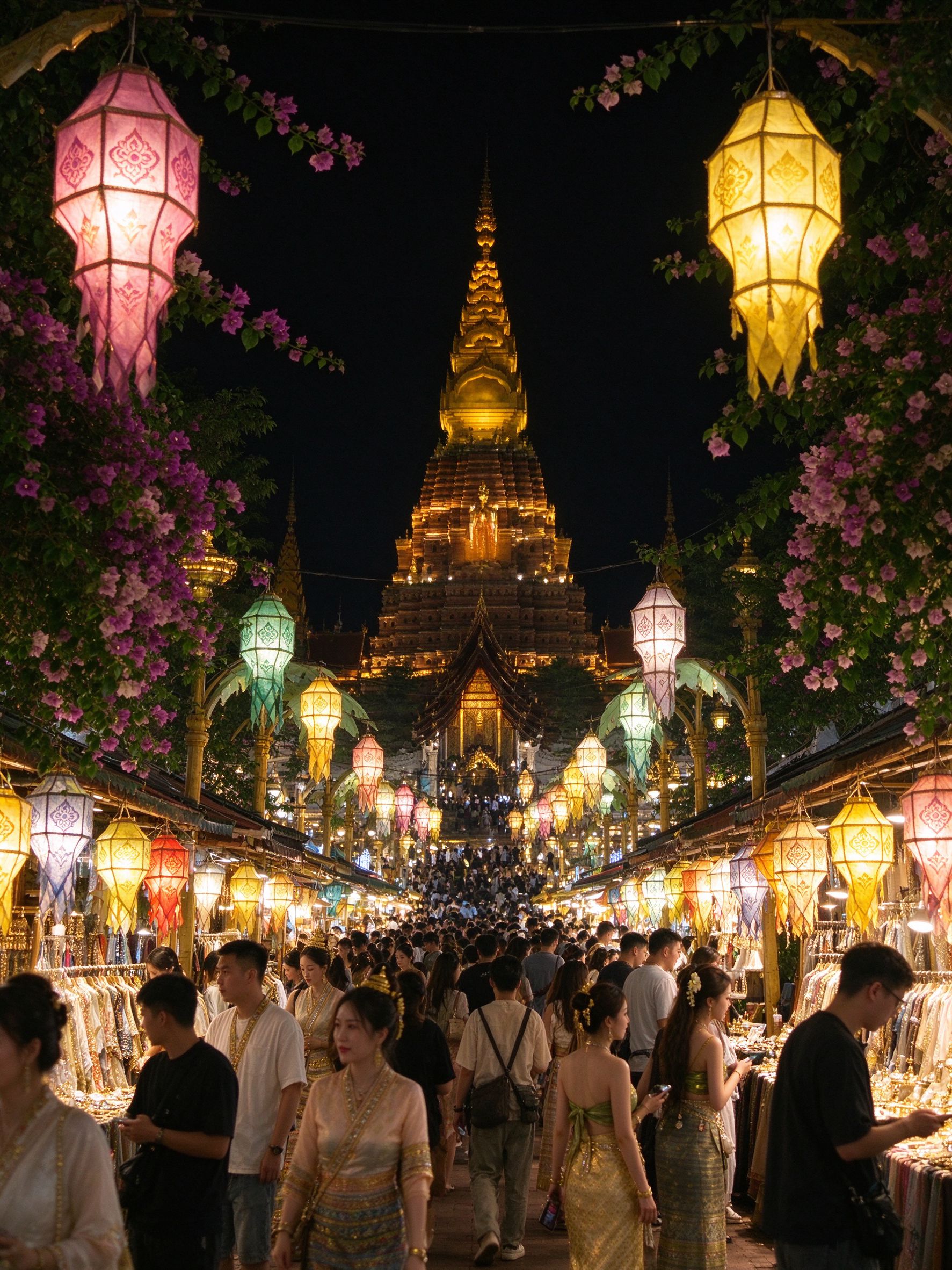 西双版纳星光夜市灯笼金塔